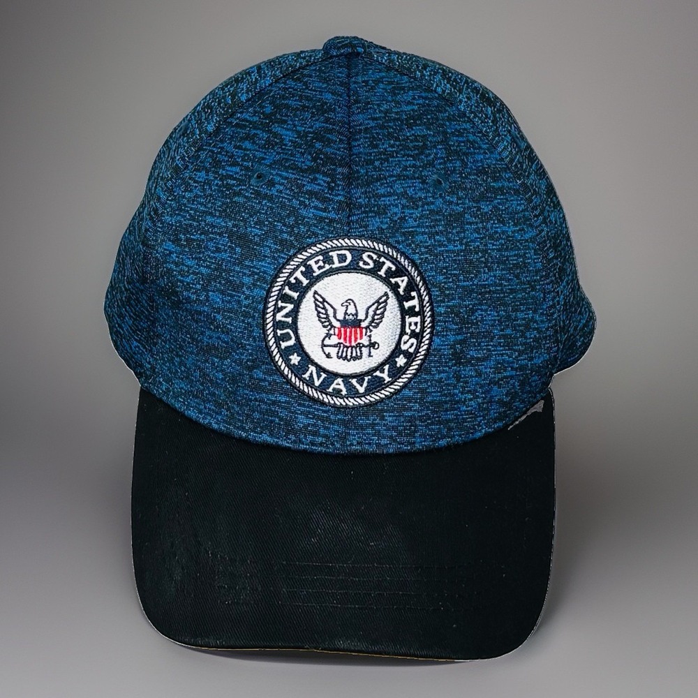 US Navy Hat Blue Space Dye Adjustable Strapback Cap United States Navy Emblem
